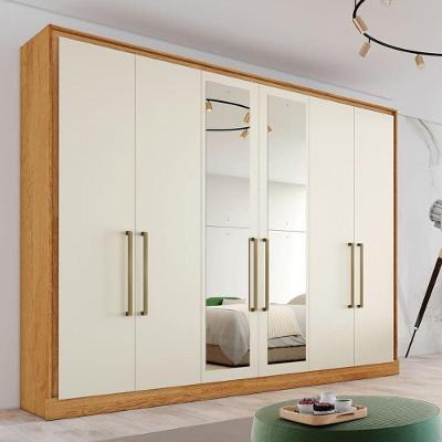Guarda Roupa Casal Com Espelho 6 Portas 6 Gavetas - Argos-peroba-off White - Made Marcs
