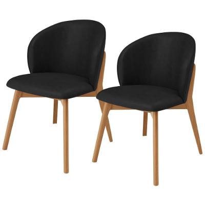Kit 02 Cadeiras De Jantar E Estar Living Estofada Mia L02 Couríssimo Preto - Lyam Decor