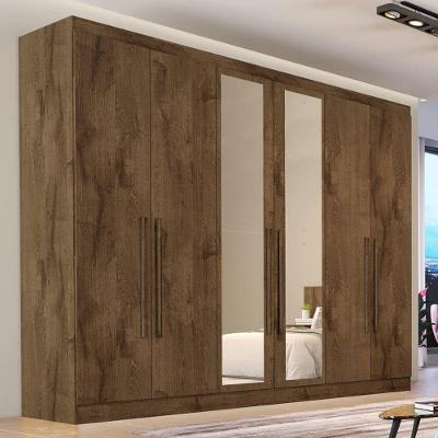 Guarda Roupa Casal Com Espelho 6 Portas 6 Gavetas - Oslo-braúna - Made Marcs