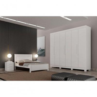 Guarda Roupa Casal 6 Portas 4 Gavetas - Canadá-branco - Leifer Móveis