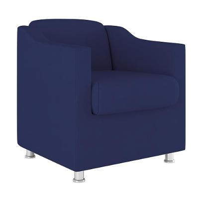 Poltrona Decorativa Com Base Reforçada Sala Quarto Jl Decor Azul Marinho