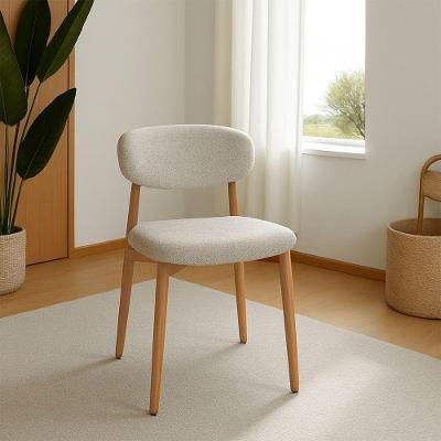 Cadeira De Jantar Lucy Estrutura Aço Carbono Laminado Natural Com Estofado Linho Cru