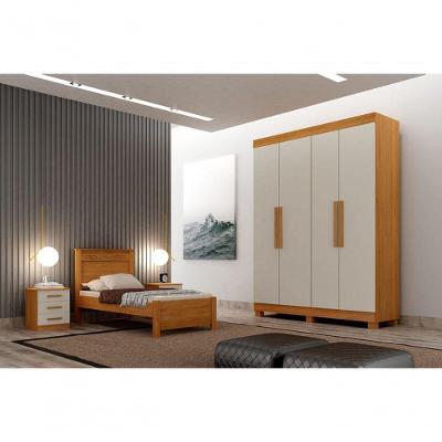 Guarda Roupa Solteiro 4 Portas 2 Gavetas - Canadá-cinamomo-off White - Leifer Móveis
