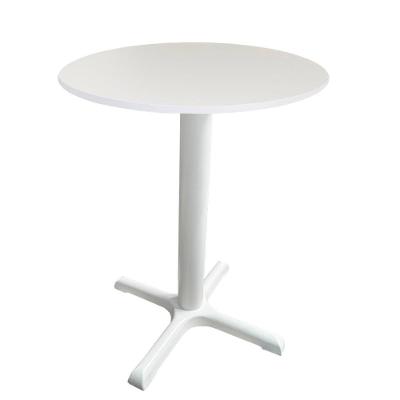 Mesa ômega Ferro Branco 74 Cm (alt) Base Em X Tampo Mdp Redondo Branco 60 Cm (larg) X 2,50 Cm (alt)