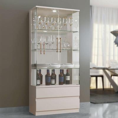 Cristaleira Moderna De Vidro Com Led - Diamante-off White- Mavau Móveis