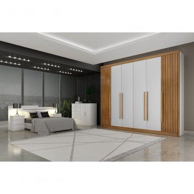 Guarda Roupa Casal 6 Portas 8 Gavetas - Orfeus Ripado-branco - Móveis Novo Horizonte
