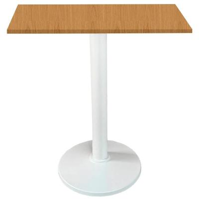 Mesa Zeta Ferro Branco 75 Cm Alt Disco Redondo Tampo Mdp Quadrado 60 Cm Larg X 2,5 Cm Alt Samba