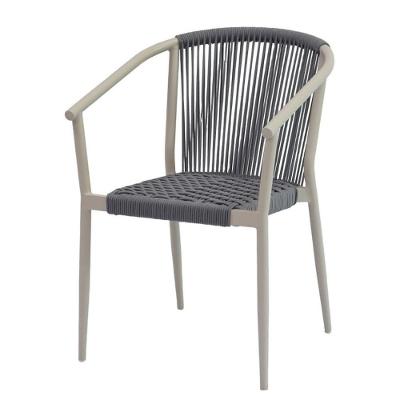 Cadeira Empilhável Oliveta Rivatti 57 Cm (largura) Estrutura Em Alumínio Areia E Corda Náutica Cinza