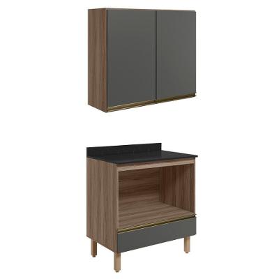 Armario Aereo Balcao Forno 80cm Mdf Kali Nicioli Carvalho Toq Chumbo