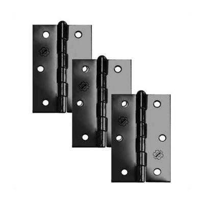Dobradiça Para Porta Silvana 4 Sem Rolamento Americana Embutir Preto Texturizado Com 3 Peças