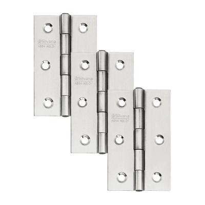 Dobradiça Para Porta Pado 3.1/2 Sem Rolamento 883 Embutir 25kg Inox Escovado Com 3 Peças