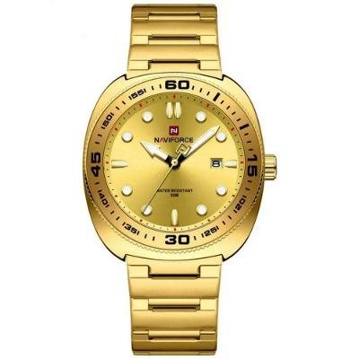 Relógio Esportivo Masculino Pulseira De Aço Inoxidável 30m à Prova D 'água Dourado