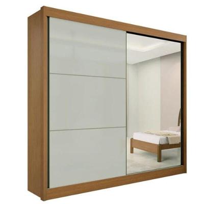 Guarda Roupa Casal Com Espelho 2 Portas 6 Gavetas - Titanium-cinamomo-off White - Móveis D'doro