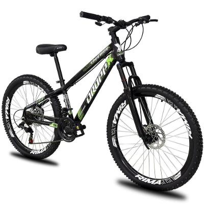 Bicicleta Aro 26 Dropp Freeride Alumínio 21 Marchas Freios A Disco - Preto e Verde