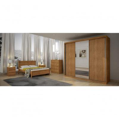 Guarda Roupa Casal Com Espelho 3 Portas 6 Gavetas - Palazzo-cumaru - Móveis Novo Horizonte