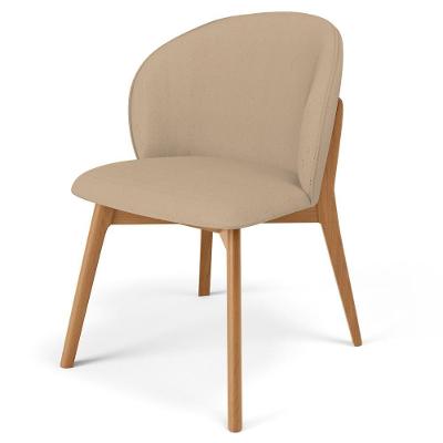 Cadeira De Jantar E Estar Living Estofada Mia L02 Linho Bege Escuro - Lyam Decor