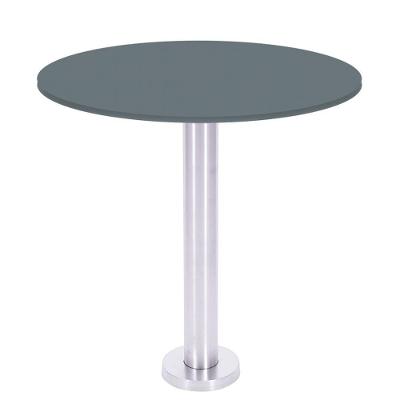 Mesa Beta Fixa Inox 71,50 Cm (alt) Disco Redondo Tampo Mdp Redondo 80 Cm (larg) X 2,50 Cm (alt) Grafito