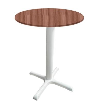 Mesa ômega Ferro Branco 74 Cm (alt) Base Em X Tampo Mdp Redondo Walnut 70 Cm (larg) X 2,50 Cm (alt)