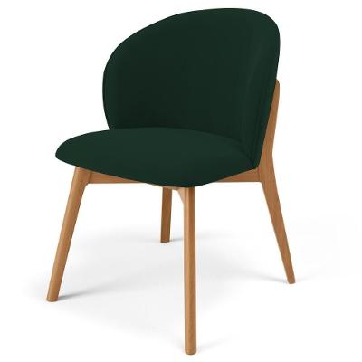 Cadeira De Jantar E Estar Living Estofada Mia L02 Suede Verde Musgo - Lyam Decor