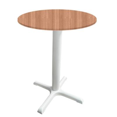 Mesa ômega Ferro Branco 74 Cm (alt) Base Em X Tampo Mdp Redondo Noce Nat 70 Cm (larg) X 2,50cm (alt)