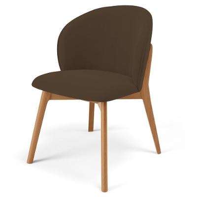 Cadeira De Jantar E Estar Living Estofada Mia L02 Suede Marrom - Lyam Decor