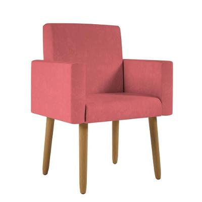 Poltrona Decorativa Pé Palito Sala Quarto - Jl Decor Rosa