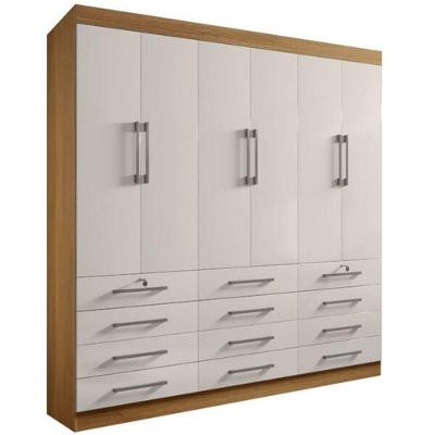 Guarda Roupa Casal 6 Portas 12 Gavetas - Mônaco-cinamomo-off White - Móveis D'doro
