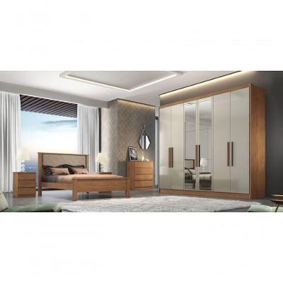 Guarda Roupa Casal Com Espelho 6 Portas 6 Gavetas - Rizon-cumaru-fendi - Móveis Novo Horizonte