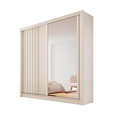 Guarda Roupa Solteiro Com Espelho 4 Gavetas - Lugano-off White - Made Marcs