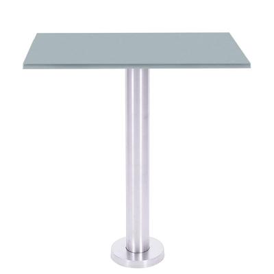 Mesa Beta Fixa Inox 71,50 Cm (alt) Disco Redondo Tampo Mdp Quadrado 80 Cm (larg) X 2,50 Cm (alt) Cinza