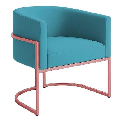 Poltrona Decorativa Luana Veludo Com Pés De Ferro Rosê 7 Decor Azul Turquesa