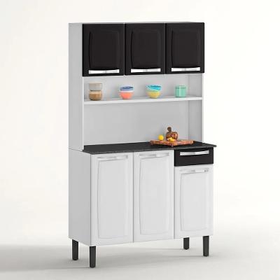 Kit Cozinha Rose Compacta Itatiaia Em Aço 6 Portas 1 Gaveta Branco E Preto I3g1-105
