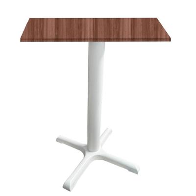 Mesa ômega Ferro Branco 74 Cm (alt) Base Em X Tampo Mdp Quadrado Walnut 70 Cm (larg) X 2,50 Cm (alt)
