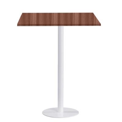 Mesa Pisa Beta Bistrô Fratini 107,50cm (a) Disco Redondo Branco Tampo Mdp Quadrado Walnut 60cm (l)
