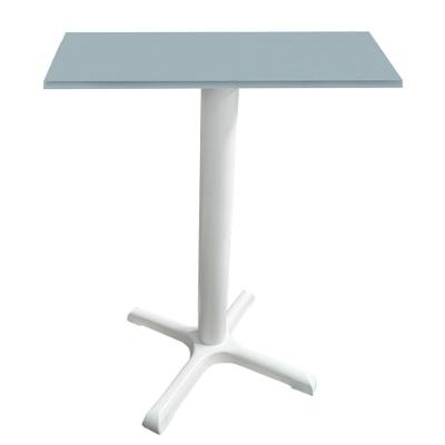 Mesa ômega Ferro Branco 74 Cm (alt) Base Em X Tampo Mdp Quadrado Cinza 70 Cm (larg) X 2,50 Cm (alt)