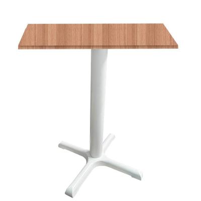 Mesa ômega Ferro Branco 74cm (alt) Base Em X Tampo Mdp Quadrado Noce Nat 70cm (larg) X 2,50cm (alt)