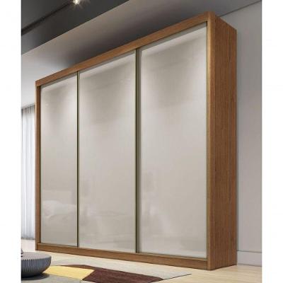Guarda Roupa Casal 3 Portas 4 Gavetas - Diamond-cumaru Off White - Móveis Novo Horizonte