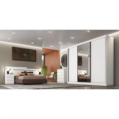 Guarda Roupa Casal Com Espelho 3 Portas 6 Gavetas - Logan-branco - Móveis Novo Horizonte