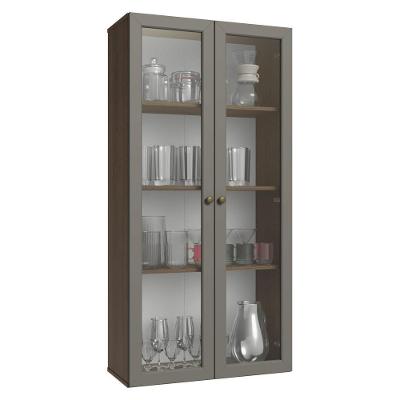 Cristaleira Suspensa 70 Cm 2 Portas De Vidro Vik Madesa Rustic/cinza