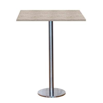 Mesa Pisa Beta Bistrô Fratini 107,50cm (a) Disco Redondo Inox Tampo Mdp Quadrado Castanheira 60cm(l)