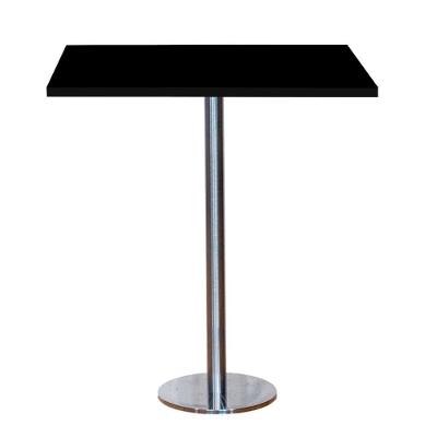 Mesa Pisa Beta Bistrô Fratini 107,50cm (a) Disco Redondo Inox Tampo Mdp Quadrado Preto 60cm( L)