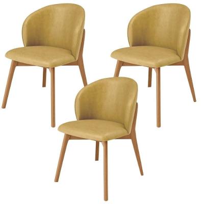Kit 03 Cadeiras De Jantar E Estar Living Estofada Mia L02 Couríssimo Fendi - Lyam Decor