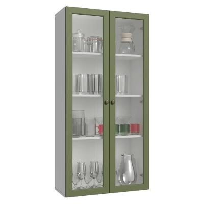 Cristaleira Suspensa 70 Cm 2 Portas De Vidro Vik Madesa Branco/verde