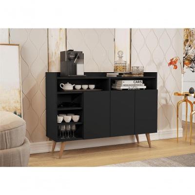 Buffet Aparador 3 Portas Nichos Retro Elba Black