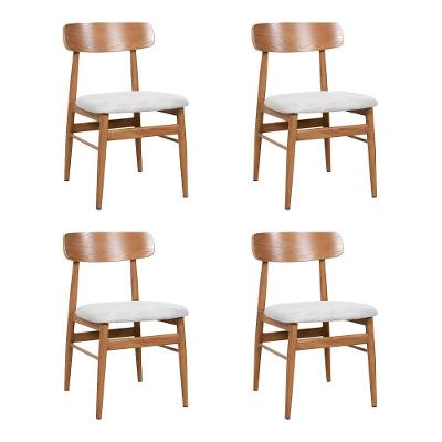 Kit 4 Cadeiras De Jantar Delta Estrutura Aço Carbono Laminado Natural Com Estofado Linho Cru