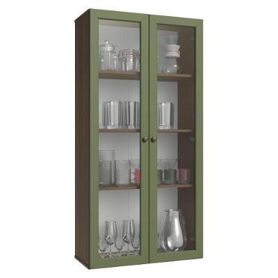 Cristaleira Suspensa 70 Cm 2 Portas De Vidro Vik Madesa Rustic/verde