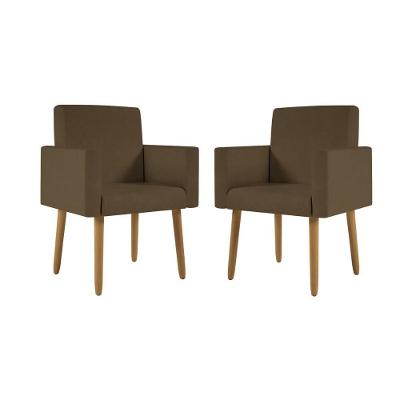 Kit 2 Poltronas Nina Decorativa Suede Marrom Oferta Balaqui Decor Marrom