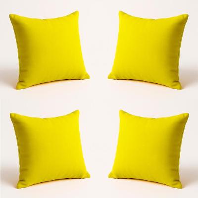 Kit 4 Almofadas Decorativas 42cm Suede Fofinha Lisa Sofá Amarelo