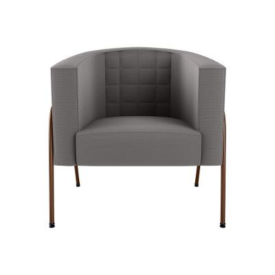 Poltrona Decorativa Base Em Metal Grafite Lisboa Cinza Matrix Cinza-bronze