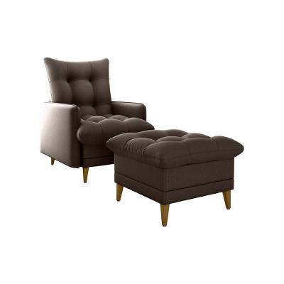 Poltrona De Amamentação Com Puff Montreal Suede Marrom Matrix Suede Marrom
